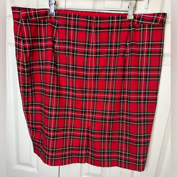 J.CREW Tartan Cotton Sateen Pencil Skirt Red Plaid Straight Green Yellow Plus - Picture 6 of 15